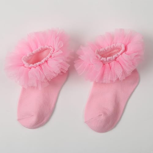 Kaerm Kids Girls Princess Socks Ankle Length Cotton Patchwork Tutu Mesh Performance Dance Socks4