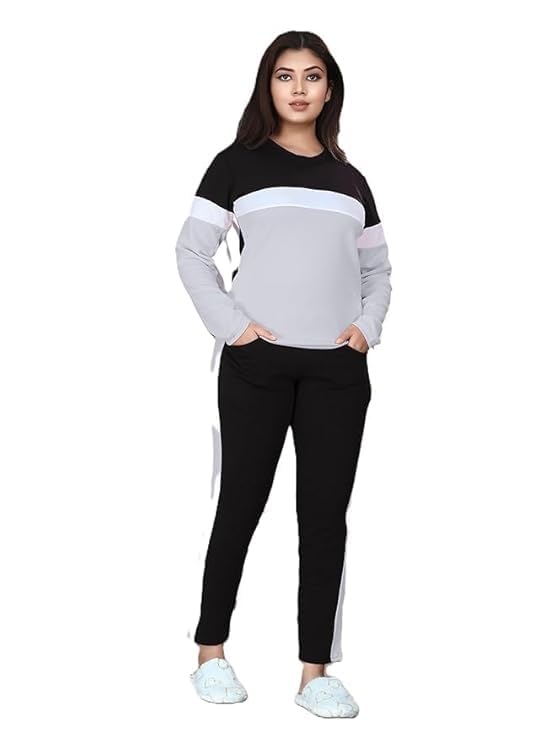 Cotton Blend Tracksuits for Women Full Sleeves Round Neck Woman Workout T-shirt & Pant for Sports Comfortable and Breathable Gym Wear-image-38