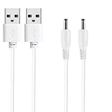 AZJCKEW 2-Pack Charger Cable Compatible with NuFace Mini Facial Device Fairywill FW-917 Electric Toothbrush DNSLY Brush Caytraill Face Brush, USB to DC Charging Cord, 5FT USB Power Cable-White
