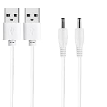 2-Pack Charger Cable Compatible with NuFace Mini Facial Device Fairywill FW-917 Electric Toothbrush DNSLY Brush Caytraill Face Brush, USB to DC Charging Cord, 5FT USB Power Cable-White