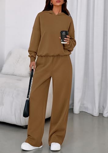 Image of PRETTYGARDEN Womens Sweatsuits 2 Piece Set 2026 Casual Winter Long Sleeve Hoodie Loose Wide Leg Sweatpants Fall Tracksuit