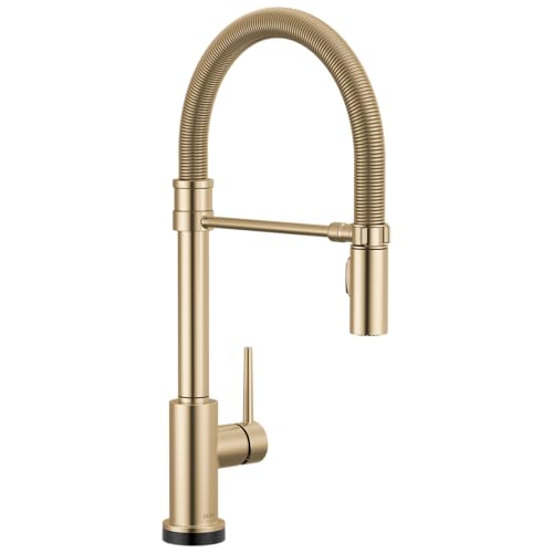 Image of Delta Trinsic Pro Touchless Commercial Style Kitchen Faucet with Touch Technology, Gold Spring Kitchen Sink Faucet with Pull Down Sprayer, Champagne Bronze 9659TL-CZ-DST