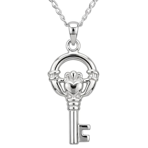 18�C���`�`�F�[�����M�t�g�{�b�N�X���t���Ă���A���L�T���_�[��X�^�[�����O�V���o�[Claddagh�L�[�l�b�N���X