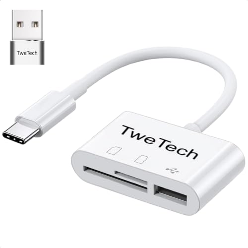 TweTech Micro SD Card Reader SD Card Adapter USB C Card Reader Adaptor OTG Memory SD/Micro SD/TF/SDXC/SDHC/MMC for USB & Type C Phone Tablet Laptop iPhone iPad iMac MacBook Samsung Android