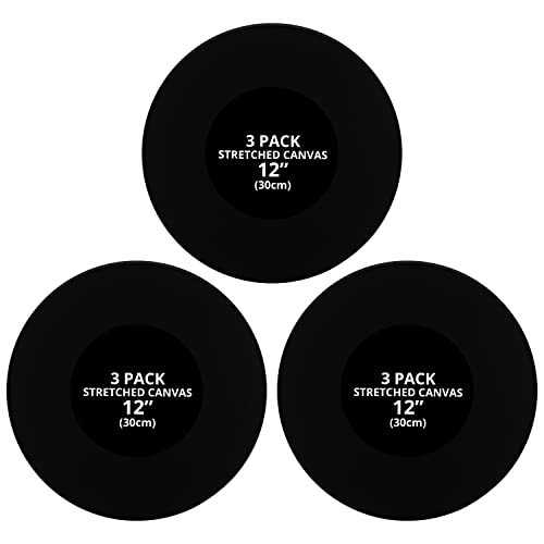 Belle Vous 3 Stk Schwarze Blanko Leinwand Rund - 30cm Durchmesser - Vorbespannte Kreisrunde Rahmen - Zum Ausmalen für Acrylfarben, Ölfarben, Skizzieren und Zeichnen