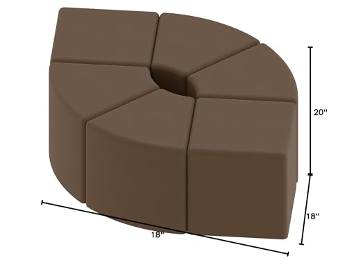 Image of Sprogs 18 inch H Structured Cube Stool -Flexible Modular Collaborative Soft Seating for Office, Home, Lounge and School Classrooms with Durable Frame & Set of 2 inch Casters Add-on -Chocolate
