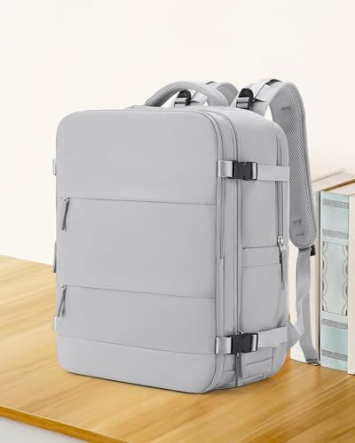 Image of coowoz Large Travel Backpack Carry On for Women Man Gym Backpacks with Laptop Compartment Mochila de Viaje Teacher Personal Item Backpack Rucksack Airplane Accessories Must Haves Grey
