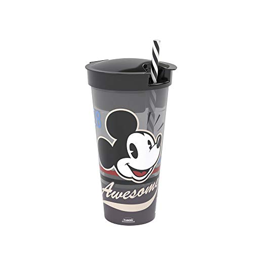 Copo 2 Em 1 De 540 Ml Mickey Plasútil Preto No Voltagev