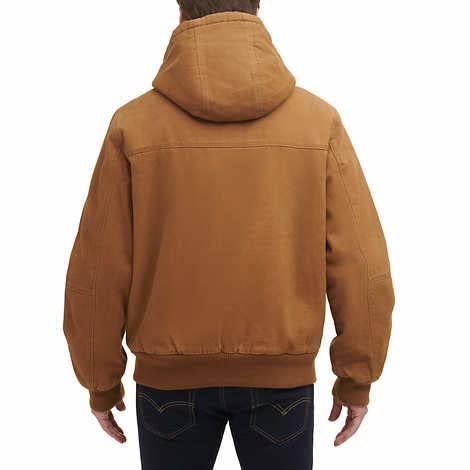 GH Bass Men's Heavy Cotton Canvas Hoody Bomber with Sherpa Lined Body and Hood2
