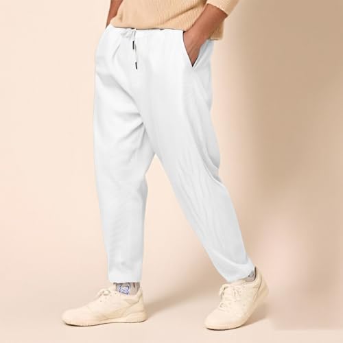 Mens Casual Pants Elastic Waist Drawstring Solid Color Straight Leg Lightweight Soft Touch Basic Lounge Pants4