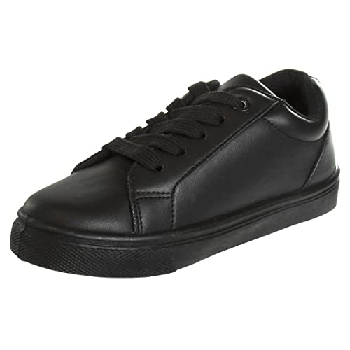 Image of French Toast Boys Girls Shoes -Unisex Athletic Casual Dress Kids School Uniform Loafer Oxford Canvas Tennis Sneakers (White /Black) (Little Kid /Big Kid)