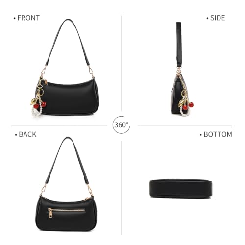 Image of Small Shoulder Bag for Women Mini Purse Retro Vegan Leather Hobo Purses Clutch Tote HandBags with Zipper Closure