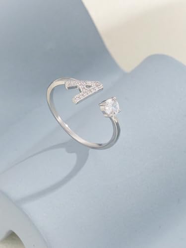 Elegant Silver Letter A-Z Ring Luxury Cocktail Party Gift For Friend Adjustable Fashion Jewelry3