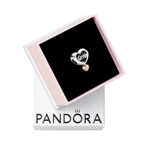 PANDORA Love You Sister Heart Charm - Compatible Moments - Stunning Womens Jewelry - Gift for Her - Made Rose & Sterling Silver - With Gift Box