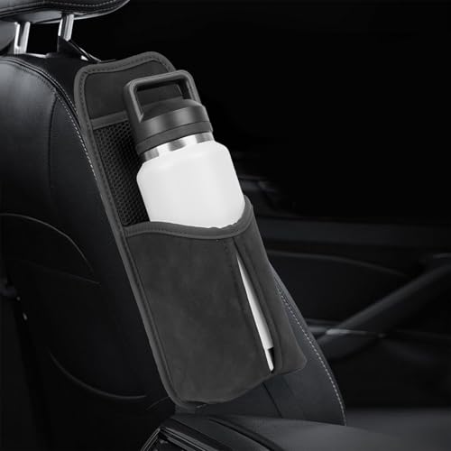 Portavasos lateral para asiento de carro grande con bolsa de malla negra miniatura 6