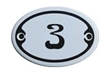 Schublade Nummer 3 Mini Emaille Schild Jugendstil ca. 4,2 x 6,2 cm Türschild Zimmer Schublade Schrank Kommode Emailschild oval weiß