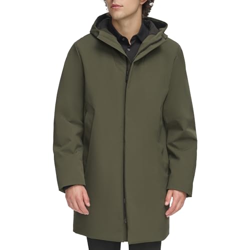 Image of DKNY Men's Water Resistant Hooded Logo Parka Jacket