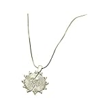 Collar de sol para mujer, colgante de plata de ley 925 con forma de corazón, colgante de flor de tótem, collar de oro y luna, Sunburst