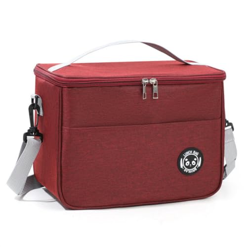 Bolsa Térmica Lancheira com Alça e Bolso Lateral – Para Marmita, Trabalho, Academia, Escola e Passeios (Vinho)