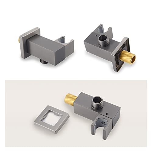 Ensemble de douche carré en métal gris avec valve robuste et flexible