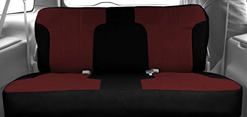 Caltrend Cordura Slip On Seat Covers, Fits 1981-1991 Chevy R10|R1500 Suburban|C10/C20 Rear Solid Bench Water Resistant, Uv Resitant, Precision Fit, 2-Year Warranty Burgandy Insert With Black Trim #TOP7