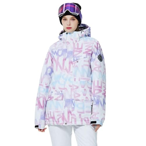 RIUIYELE Women's Ski Jackets and Pants Set Waterproof Insulated Snowsuit Winter Warm Skisuit Fashion Snowboarding Snow Coat (304+White,XXL) - Thumbnail 2