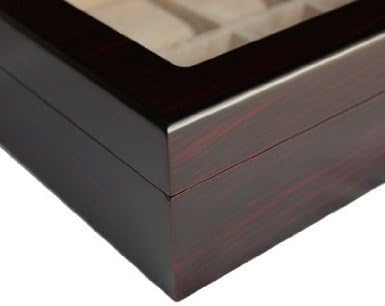 Elegant Ebony Wood Watch Display Case Box with Lock and Key for 12 Watches
