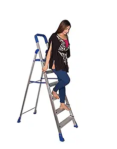 Parasnath Maple 6 Step Light Weight Aluminium Step Ladder 6.3 Ft Heavy Duty Folding Ladder Made in India