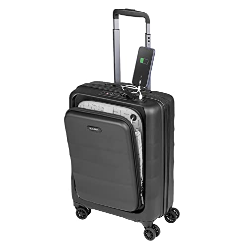 Sulema Valise Cabine 55x40x20 Bagage Cabine Bagage à Main Trolley Rigide et Léger 4 roulettes Doubles pivotantes à 360º Serrure TSA Sulema USB (Noir)