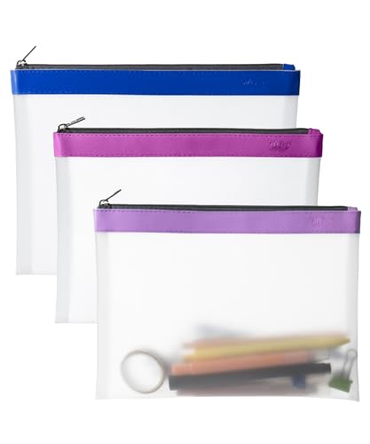 Image of Mr. Pen- Clear Pencil Pouch, 9 inch x 6.88 inch, 3 Pack, Durable TPU Material | Large Water-Resistant Pencil Bags with Smooth Zipper, Multipurpose Clear Pouch for Stationery, School, Office