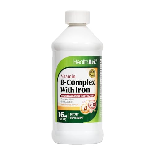 HealthA2Z&reg; Liquid Vitamin B-Complex Plus Iron, Supports Healthy Energy Levels*, Healthy Blood...