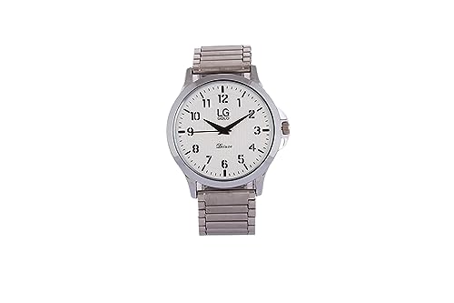 Image of Men's Brass Silver Wrist Watch (LG310, Dial Colour-White)