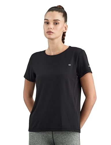 Image of Symbol Premium Women's Solid Regular Fit Sports Stretch T-Shirt | Round Neck | Raglan Sleeve | Moisture-Wicking | Activewear | Running | Gym | Plain (Available in Plus Sizes)