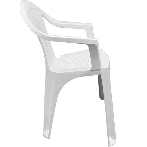 Fauteuil de jardin blanc Sicignano lot de 2 chaises empilables extérieures mat - 6