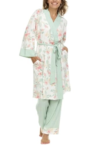 FN Women's Super Soft 3 Piece Pajama Sleep Set, Robe, Tank, and Pant3