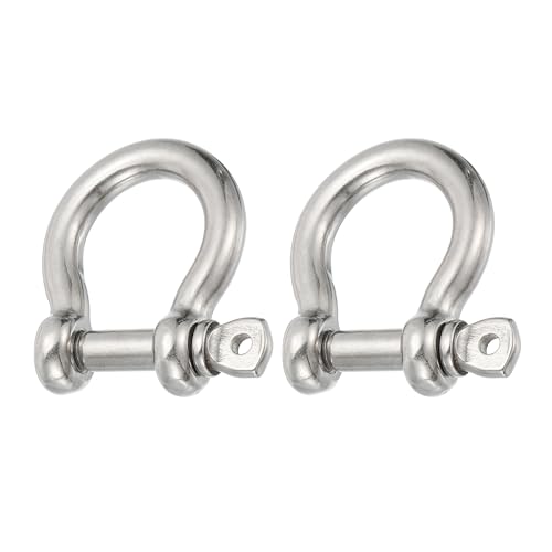 PATIKIL Screw Pin Shackle 10mm 3/8 1410lb, 2Pcs 304 Stainless Steel Forged Bow Shackle Marine Grade for Chains Wire Rope Outdoor, Silver