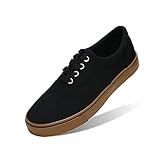 Men Skateboarding Shoe Canvas Skate Sneaker Lace Up Rubber Sole Black