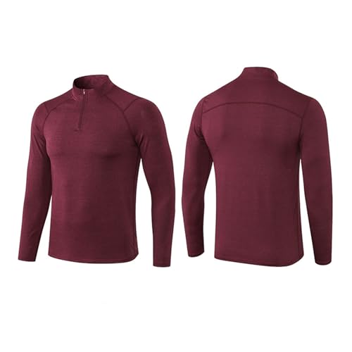 Mens Long Sleeve Athletic Shirts Quarter-Zip Pullover Tights Shirt Quick Dry Gym Workout Tee Lightweight Running Tops3