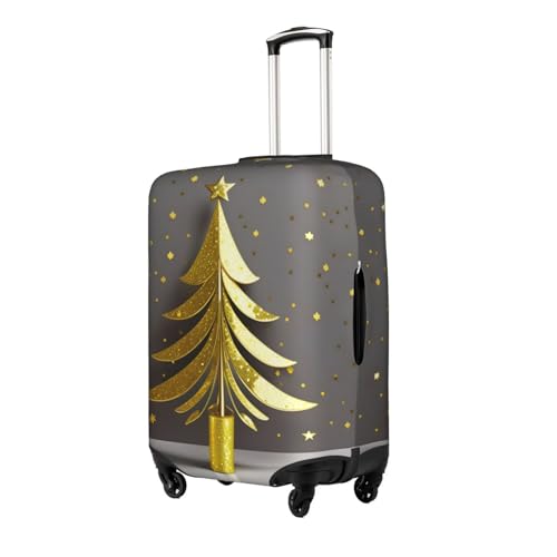 Golden Glitter Christmas Tree Tsa Approved Luggage Cover For 18-32 Inch Suitcases Scratch-Resistant Stretch Luggage Cover2