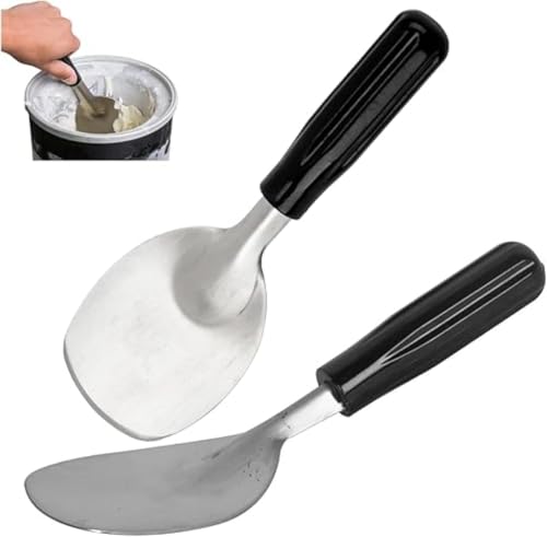 Paquete de 2 palas de helado de acero inoxidable, cucharas resistentes con mango antideslizante, aptas para lavavajillas, a prueba de dobleces para helado cremoso duro