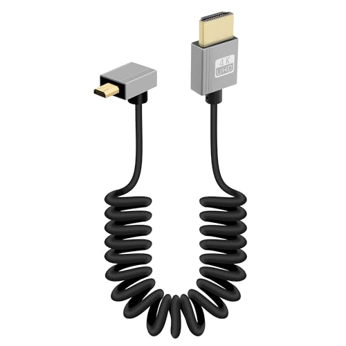 Câble micro HDMI vers HDMI 4K à angle droit 90° et structure ressort rétractable