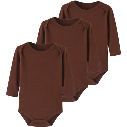 Image of Enfants Chéris Baby Long Sleeve Bodysuit Newborn-24 Months 100% Cotton Pack of 3