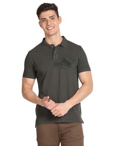 Image of U.S. Polo ASSN. Striped Slim Fit Polo T Shirts for Men - 100% Cotton, Half Sleeves Mens Tshirt