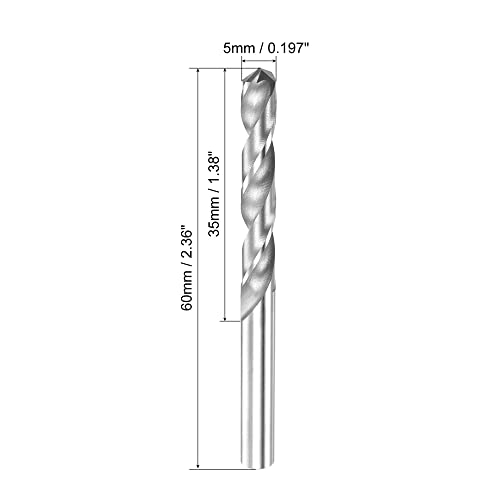 Uxcell Carbide Twist Drill Bits 5Mm, Metric Spiral Flutes Straight Shank Tungsten Steel Drilling Tool For Stainless Steel Alloy Metal #TOP1