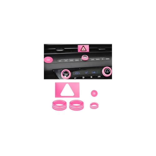 HDUFC for Hyundai Elantra 2021 2022 2023 2024 20252026 Aluminum Accessories Volume air Conditioning Start Hazard Warning Signal Light Cover Interior Accessories (6pcs Pink)
