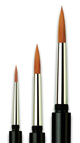 Da Vinci Watercolor Travel Set 3515A2, Cosmotop Spin Synthetics 3 Brush Set, Series 1573 Round, Sizes 2, 6, 8 #TOP2