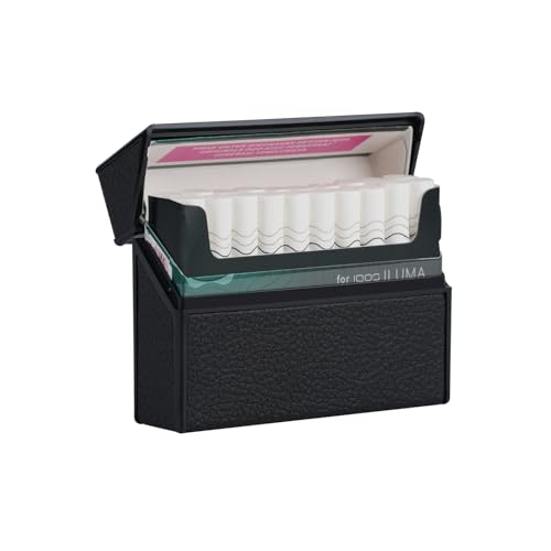 Harte Aufbewahrungsbox für iQOS 3/ILUMA Heets/Zigaretten modischer Lederschutz für Heets (Black)