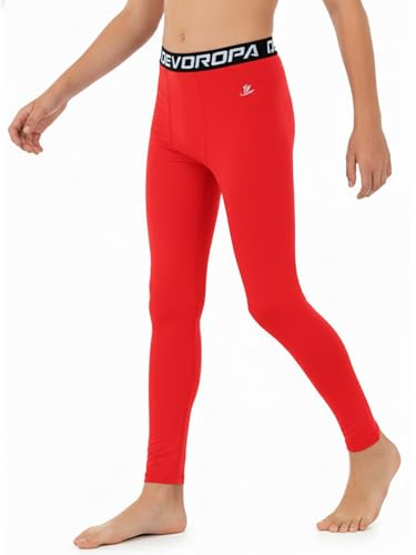 Image of DEVOROPA Boys Leggings Youth Compression Pants Sports Tights Basketball Football Baseball Soccer Baselayer Slim /Regular /Husky
