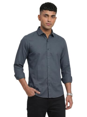 Image of DOXIC Men's Cotton Shirt with Spread Collar Neck Full Sleeves Classic Style Solid Pattern Regular Fit and Standard Length | Formal & Casual Wear Shirts