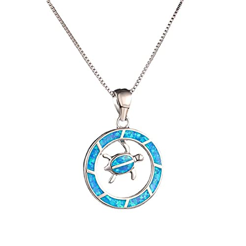 NHiaoZXunSY European and American Fashion Circle Turtle Necklace Female Simple- Small Animal Collarbone Chain Jewelry (Silver, One Size) Cover